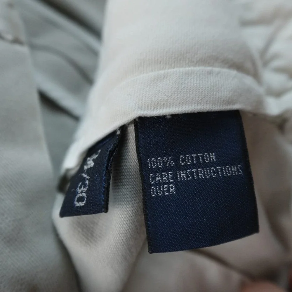VTG Polo Ralph Lauren Pants Mens 34X30 Beige Chino Trouser‎ Flat Front Preppy